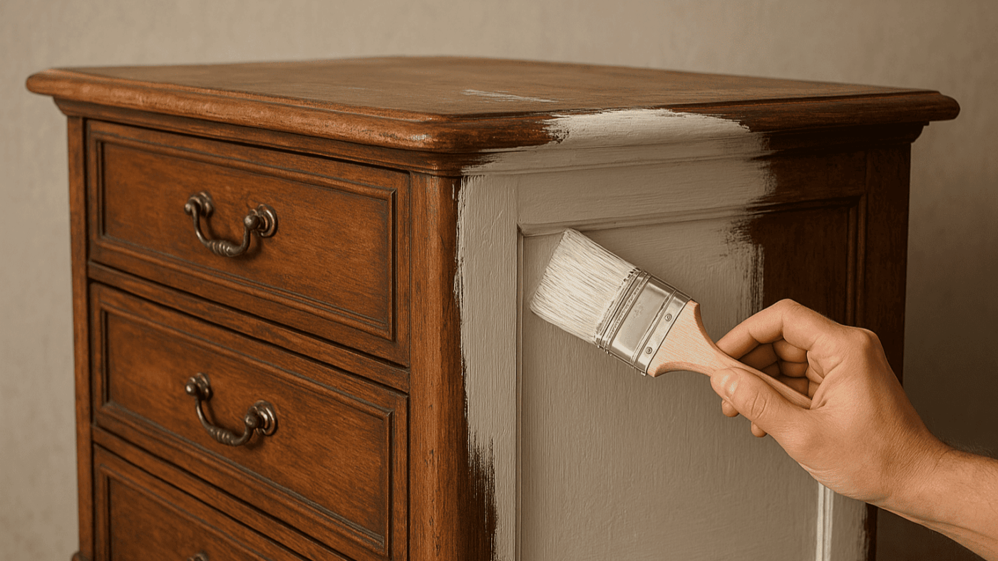 application peinture blanche meuble bois ancien deco no limit